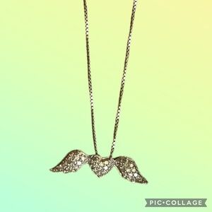 Silver Heart and Wings pendant only
